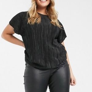 Pleated short sleeve blouse